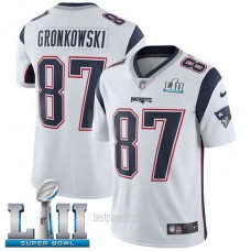 Mens New England Patriots #87 Rob Gronkowski Game White Super Bowl Vapor Road Jersey Bestplayer